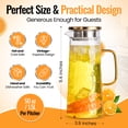 thumbnail image 4 of Glass Water Pitcher with Stainless Steel Lid, 2 Pack, 50 oz 1.5L - Borosilicate Glass Jug, Heat Resistant Carafe with Filter, Golden Vintage Design, 4 of 6