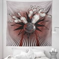 thumbnail image 1 of Bowling Party Tapestry, Bowling Ball Crashing into Pins Retro Blast Effect Sketchy Art Design, Fabric Wall Hanging Decor for Bedroom Living Room Dorm, 5 Sizes, Mauve Grey Red, by Ambesonne, 1 of 1