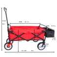 thumbnail image 6 of Gzxs Heavy Duty Steel Frame Collapsible Folding Wagon Cart, 220 Pound Capacity, Outdoor Camping Garden Utility Cart w/ Front Mesh Bottle Holders and Rear Storage Box, Red, 6 of 9