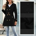 thumbnail image 6 of Stamzod Double Breasted Trench Coat Women Solid Color Classic Long Sleeve Jacket Coat with Belt Business Casual Jackets for Women Black L, 6 of 6