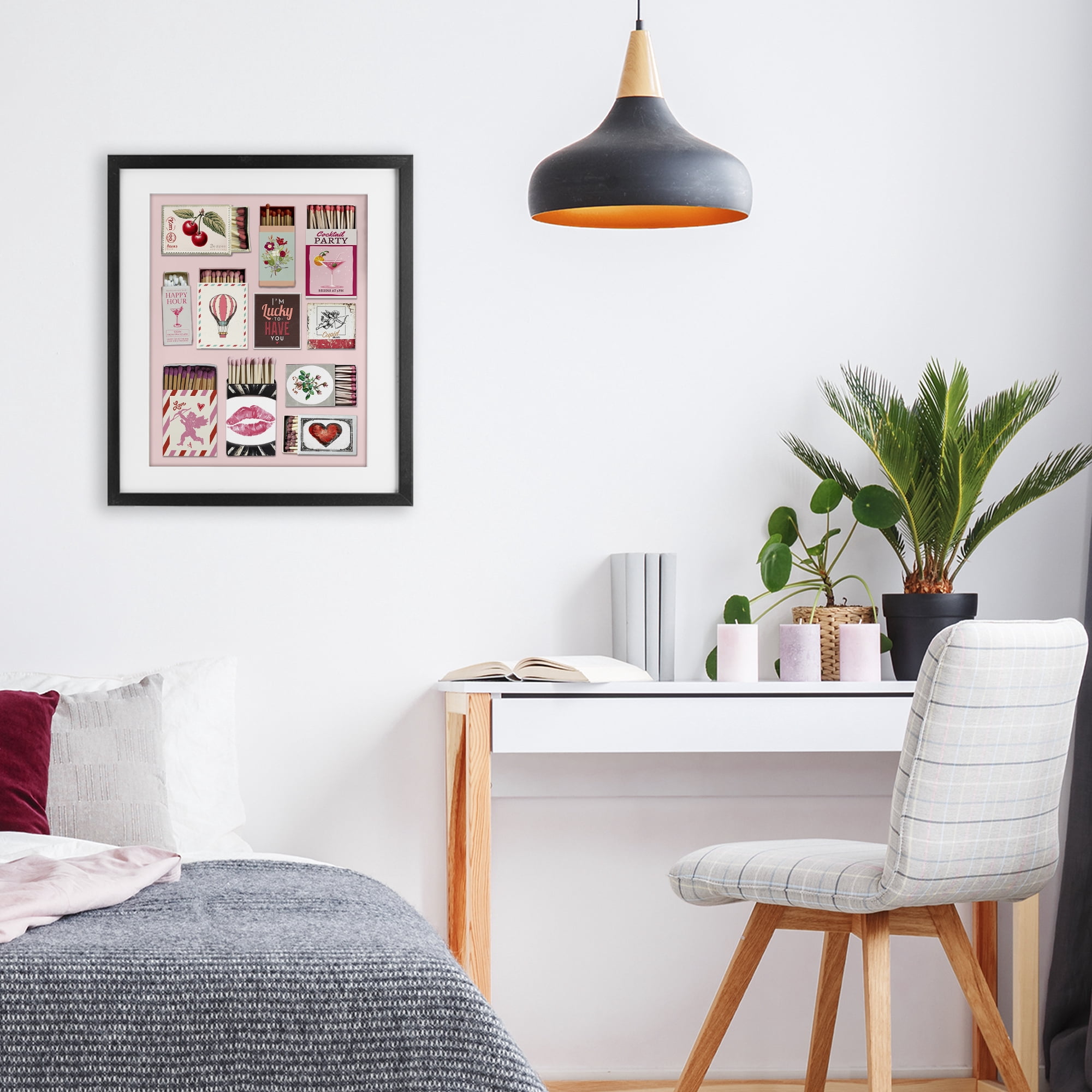 Stupell Industries Vintage Romantic Matchbox Collection Black Framed Print Under Glass, design by CAD Designs