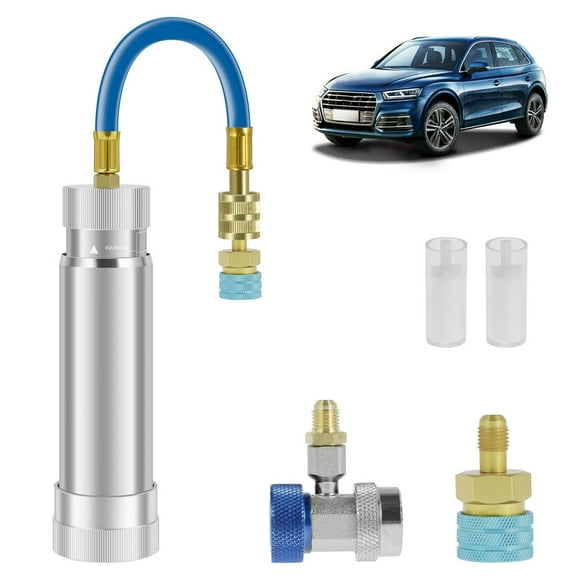 AC Oil Injector Kit R134A Oil Injector with R1234YF Low Side Quick Coupler HVAC Dye Oil Injector with 1/4” SAE Connector for R134A R22 R12 R1234YF Refrigerant System