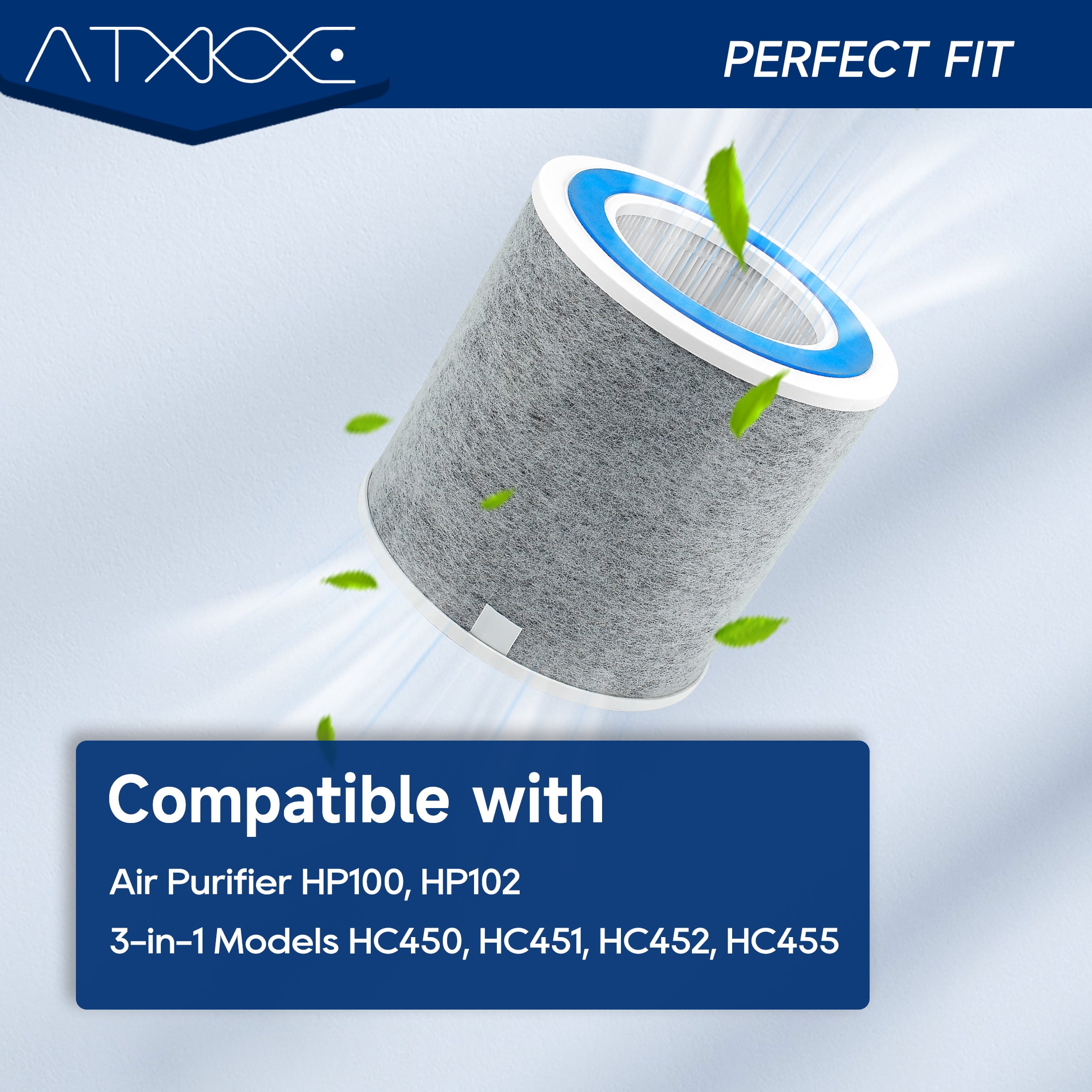 HP102 Replacement Filter Compatible with Shark Air Purifier HP100, HP102 and 3-in-1 Models HC450, HC451, HC452, HC455, 2Pack