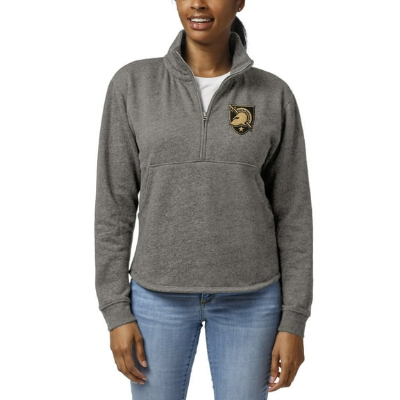 Women's League Collegiate Wear Heather Gray Army Black Knights Victory Springs Tri-Blend Quarter-Zip Pullover Sweatshirt