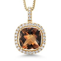 Gem Stone King 18K Yellow Gold Plated Silver Pendant with Chain Quartz Moissanite (9.59 Cttw)