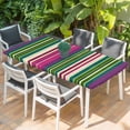 thumbnail image 2 of Rainbow Stripes Table Cloths for 6 Foot Rectangle Tables, Farmhouse Colorful Abstract Striped Patio Waterproof Elastic Fitted Tablecloths, Washable Rectangular Table Cover for Camping, 2 of 8