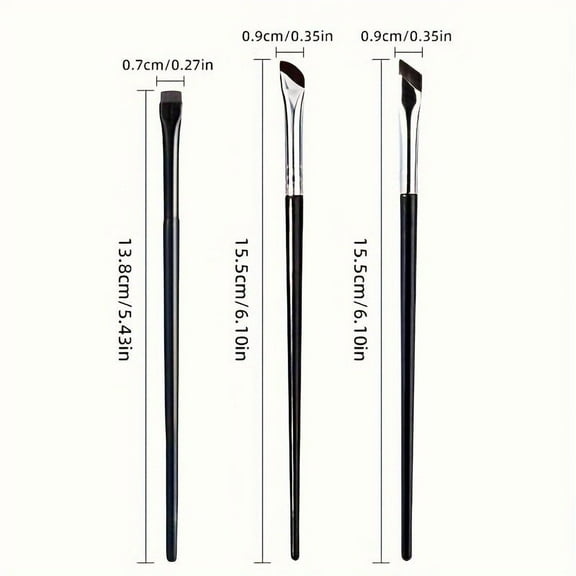 3-Piece Eyeliner Brush Set – Professional Ultra-Fine Synthetic Makeup Brushes with Ergonomic ABS Handles for Precise Eyeliner, Brow Shaping & Lash Artistry