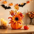 thumbnail image 4 of Fall Artificial Pumpkin Floral Centerpiece with Sunflowers and Skull for Mantel, Table and Halloween Thanksgiving Decor, Harvest Celebration, Table Accent, 4 of 6