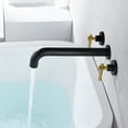 thumbnail image 4 of SUMERAIN Wall Mount Bathtub Faucet Set Long Spout Tub Filler High Flow Rate Black and Gold Finish, 4 of 9