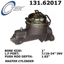 Centric Parts Brake Master Cylinder P/N:131.62017 Fits select: 1966 CHEVROLET C10, 1966 CHEVROLET IMPALA