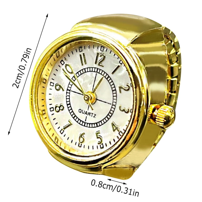 Unisex Gold Quartz Dial Roman Numeral Adjustable Open Band Finger Ring Watch Amazon.com: Avaner Men Women Finger Watches: Gold Silver  main image 3