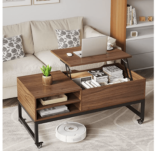 Coffee table on wheels on sale with lift top
