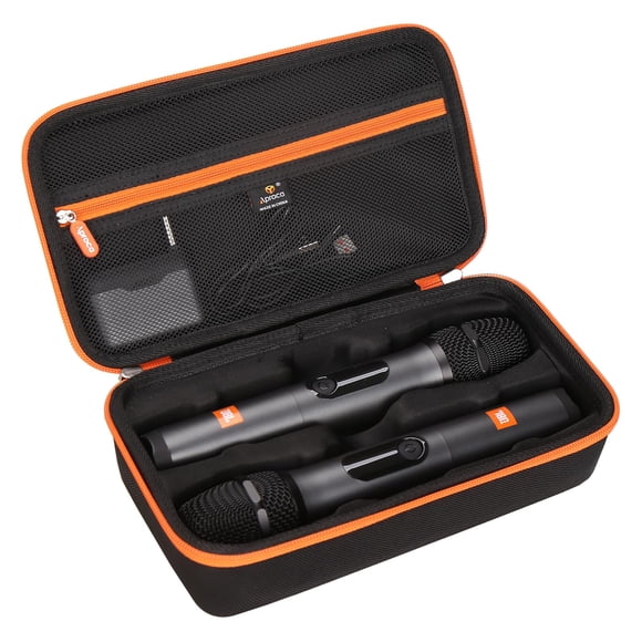 Aproca Two Microphone Case Compatible with JBL Wireless Two Microphone System, Portable Handheld Dual Mic Bag for Receivers, Adapters, AA B