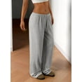 thumbnail image 6 of Women'S Drawstring Waist Straight Streetwear Wide Leg Sweatpants Casual Loose Baggy Long Summer Pants Light Grey S, 6 of 7