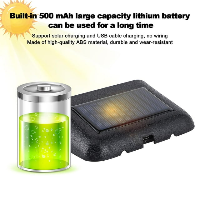 Car Truck Digital Clock Solar Powered LCD Display Date Temperature Free Wiring White Light