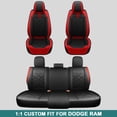 thumbnail image 2 of Car Seat Covers Custom Fit for Dodge Ram 1500 2500 3500 2009-2023, Luxury Faux Leather Front Rear Seat Pickup Cushion Protector Black Red, 2 of 10