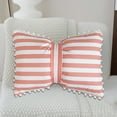 thumbnail image 4 of Amacok Decorative Throw Pillow Covers with Pom Poms Soft Velvet Pillow Cases Bow Lumbar Pillow Covers 13 X 20 Cushion Case for Bed Couch Living Room Decor, Stripe, 4 of 6