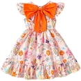 thumbnail image 6 of IPIO Girls Bunny Floral Dress with Ruffle Sleeves and Oversized Back Bow, Spring Summer Casual Party Dress, 6 of 7