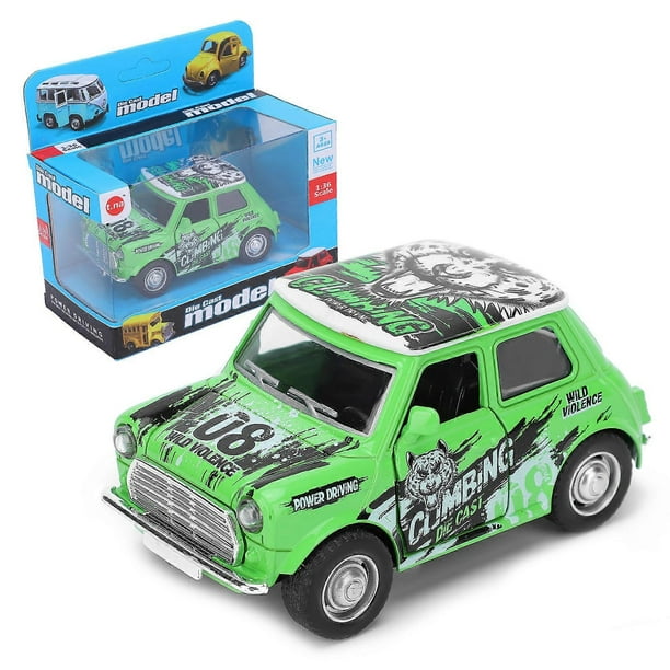 1:36 Mini Car Model Graffiti Pull Back Car Sound Light Battery Vehicles Child GiftGreen