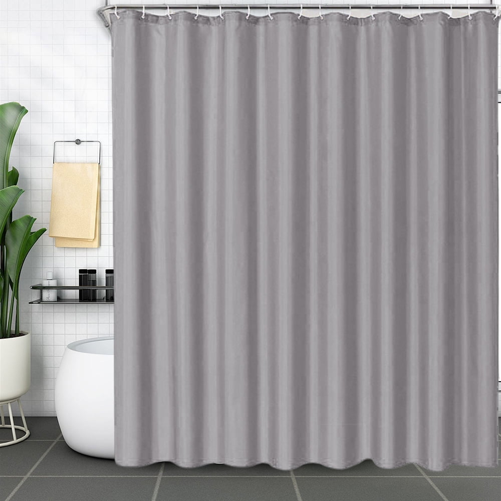 Gray Shower Curtain Liner With 12 Hooks, 72 x 72 Inches Breathable