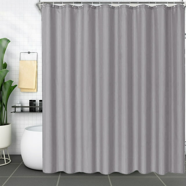 Gray Shower Curtain Liner With 12 Hooks, 72 x 72 Inches Breathable