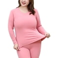 thumbnail image 1 of LUXUR Women Solid Color Thermal Underwear Warm Base Layer Long Johns Set Pink 2XL, 1 of 5