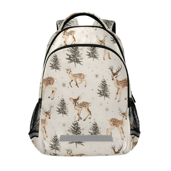 ALAZA Deer Christmas Tree Backpack Elementary School Bag Bookbag Travel Rucksack