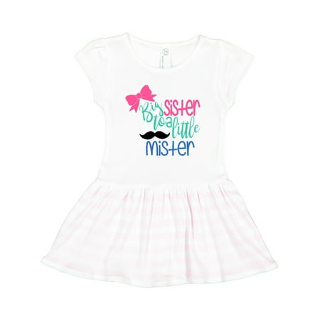 

Inktastic Big Sister to a Little Mister Bow and Mustache Gift Toddler Girl Dress