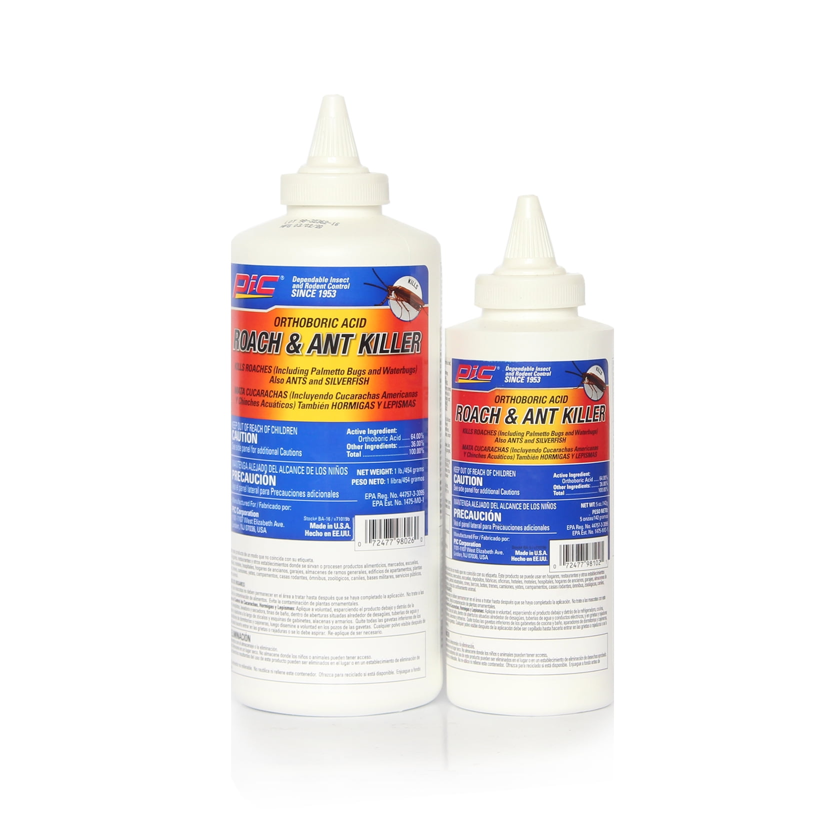 PIC Orthoboric Roach & Ant Killer, for Hard-to-Reach Areas and Surfaces, Powder, 16 oz