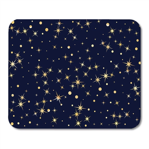 SIDONKU Starburst Gold Stars on Dark Blue Graphic Flying Sparkles Golden Twinkle Confetti Falling Down Pattern Mousepad Mouse Pad Mouse Mat 9x10 inch