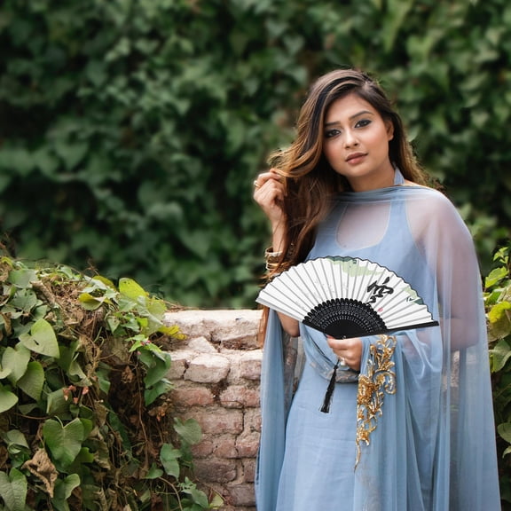 HEMOTON Worgeous Small Hand Fan Vintage Style 1 Set Wedding Decorations Photography Prop Chinese Fan Tea Party Favor Bridal Fan For Wedding