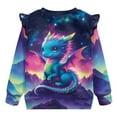 thumbnail image 6 of Yuyamidu Galaxy Dragon Sweatshirt Girls 1T-2T Long Sleeve Ruffle Shoulder Crewneck Sweatshirts Pullover Tops Y2K Outfits Soft Cozy Everyday Clothes for Fall, 6 of 8