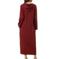 thumbnail image 3 of Unique Bargains Womens Robe Zip up Hooded House Dress Nightshirt Hoodie Long Bathrobe XL Red, 3 of 5
