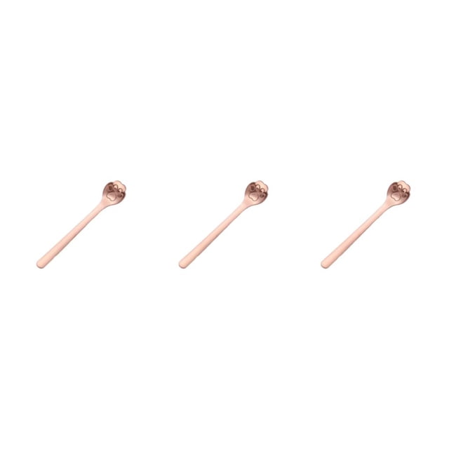 VONKY Cute Spoon For Tea Essential Teaware - Exquisite And Practical Stainless Steel Spoon Stainless Steel Sugar Spoon For Tea cat paw rose gold 1 3Set