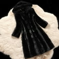 thumbnail image 2 of JGGSPWM Womens Warm Dressy Fancy Winter Solid Lapel Collar Long Sleeve Long Fluffy Trench Coat Fuzzy Jacket Outwear Black XL, 2 of 5