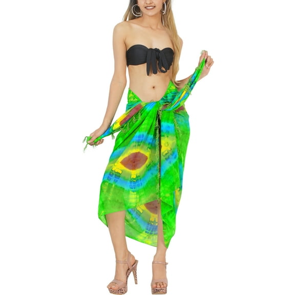 HAPPY BAY Women's Beachwear Summer Beach Bikini Wraps Sarong Coverups Swimwear Swim Cover up Wrap Skirt Swimsuit Pareo for Women One Size Forest, Tie Dye
