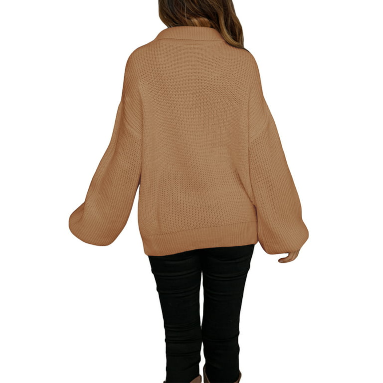 Meladyan Womens Half Zip Sweatshirt Oversized Long Sleeve Collar Drop Shoulder Solid 1/4 Zipper Pullover Jacket