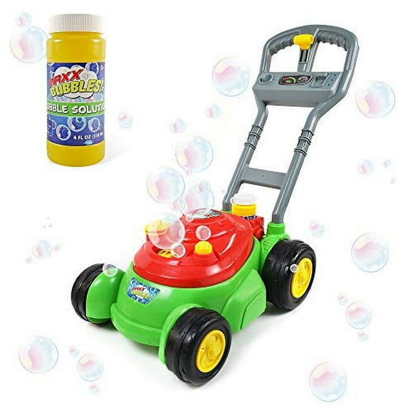 Sunny Days Entertainment Bubble-N-Go Deluxe Toy Lawn Mower with 4 oz Bubble Solution | No Batteries Required | Push Bubble Machine - Maxx Bubbles