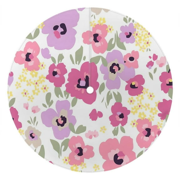 Outdoor Waterproof Tablecloth with Umbrella Hole and Zipper,Multicolored Flower Leaves Round Reusable Durable Decor Table Cover for Party Picnic Patio 60×60 Inch