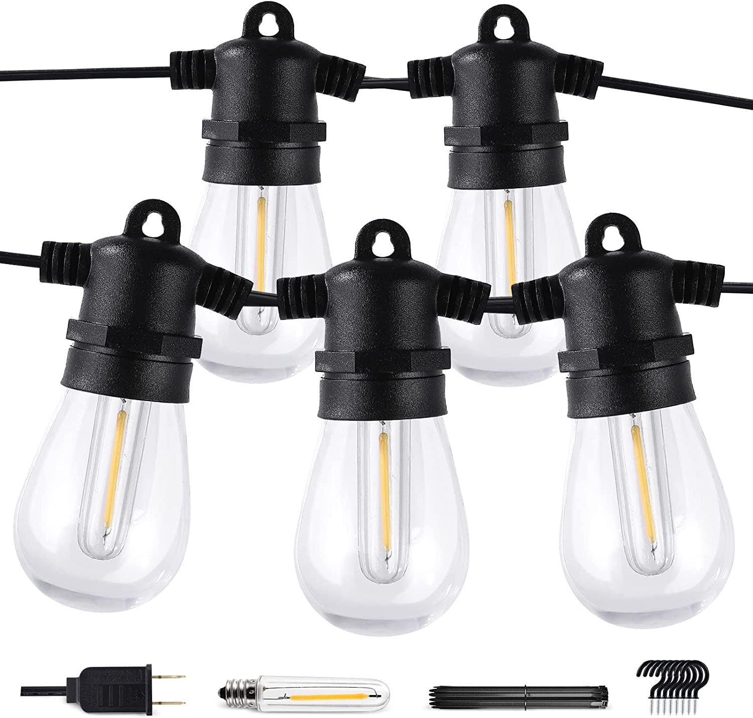96FT (2 x 48FT) Outdoor String Lights with Dimmable Edison Shatterproof