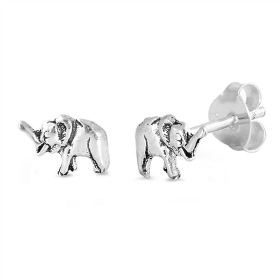 Sterling Silver Detailed Elephant Tiny Animal Stud Earrings 925 New Jewelry Female Unisex