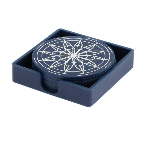 Posavasos de silicona, juego de 8 posavasos resistentes al calor. Estante de posavasos cuadrado