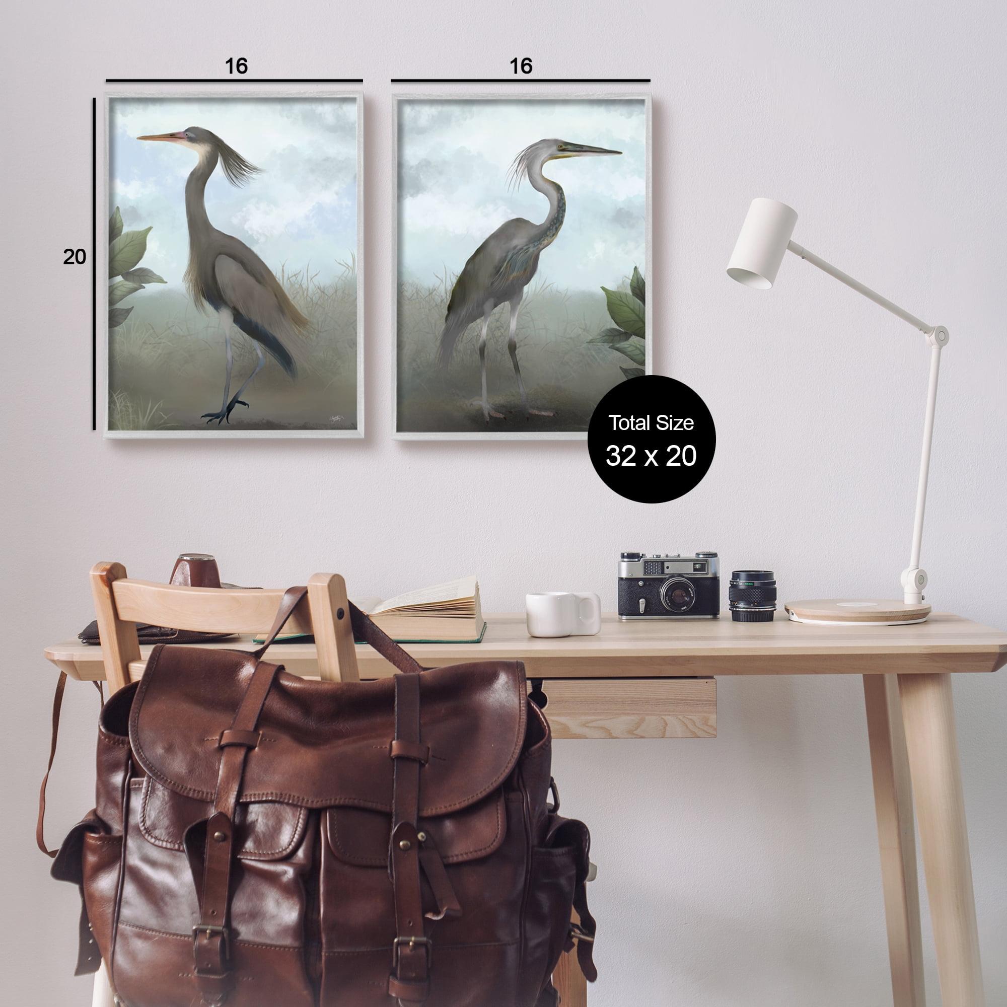 Stupell Industries Coastal Birds Gazing Animals & Insects Painting Gray Framed Art Print Wall Art, 16 x 20, Set of 2