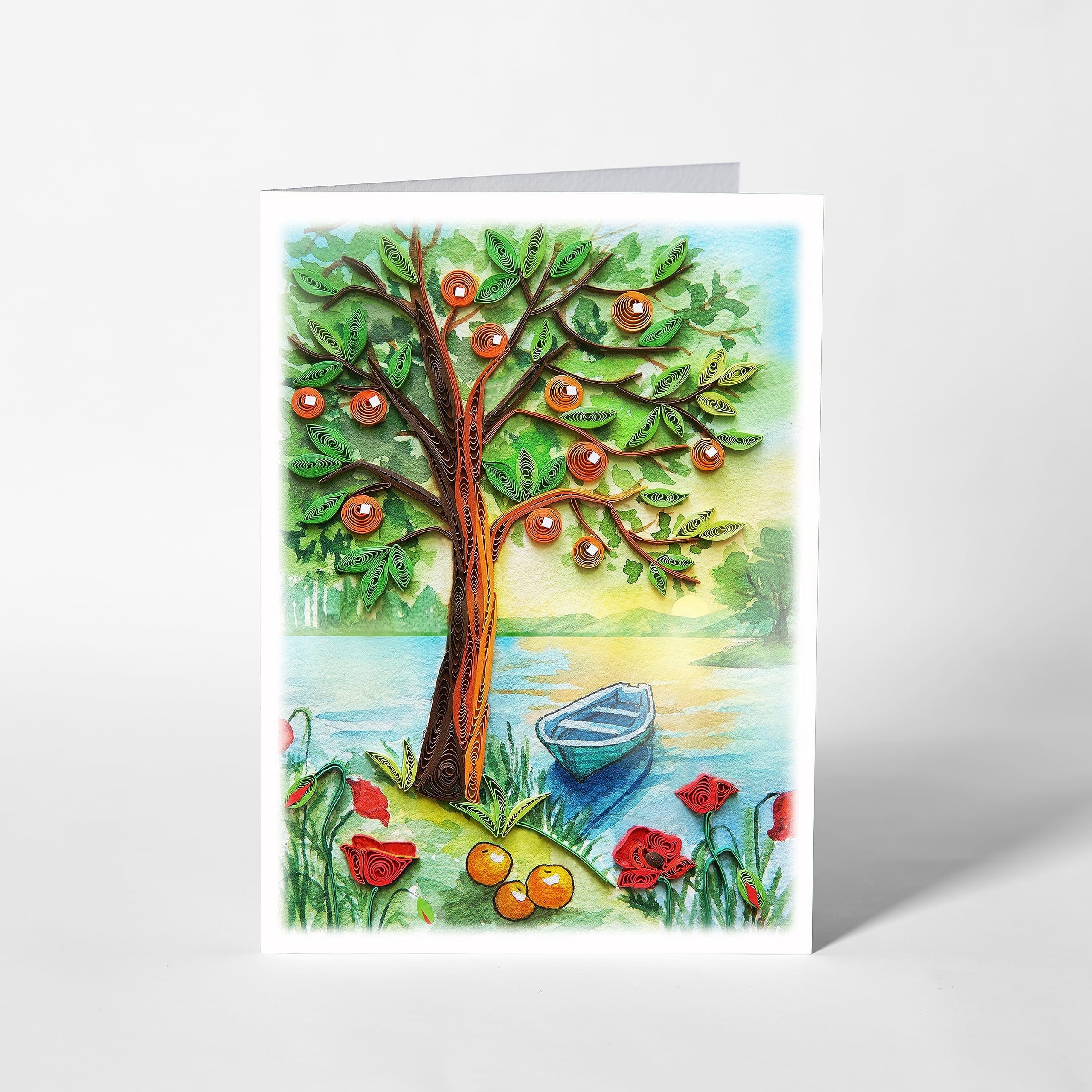 Seasonal Greeting Card, Autumn Holiday Love Card, Quilled Quilling Card for All Occasions, Watercolor Artful Greeting Card for Autumn, Fall, Thanks Giving, for Him Her Friend Mom Dad