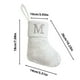 thumbnail image 3 of Calcetines navideños de seda blanca brillante, calcetines con letras de 23 cm, calcetines decorativos para chimenea, colgantes, 3 of 6