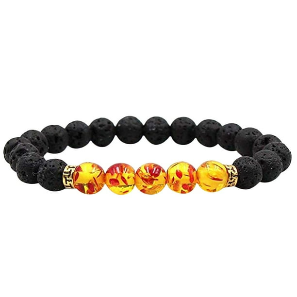 Xihbxyly Pulsera Curativa, Pulsera Elástica de Cuentas de Piedra Volcánica, Pulsera de Aleación para Aliviar El Dolor, Unisex, Regalo Familiar, Accesorio de Terapia Natural.