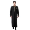 thumbnail image 1 of Kalauyu Long Sleeve Kaftan for Men - Button Down Islamic Thobe Arabic Robes Linen, 1 of 9