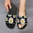 thumbnail image 6 of GZHJMY Stylish Slides for Women Men, White Chrysanthemums on Black Background Soft Flexible Slip-on Sandals Slippers, 6 of 7