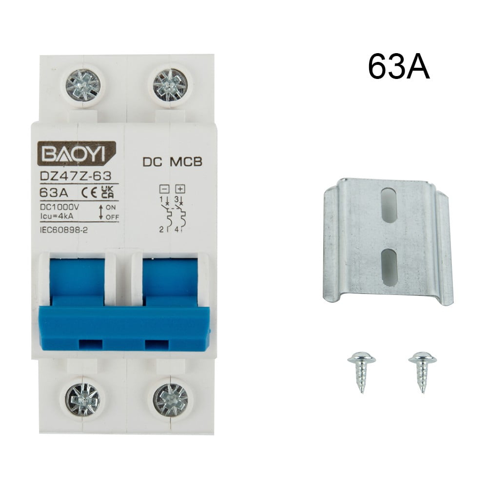 Dc Miniature Circuit Breaker 2 Pole 1000V 32 Amp Isolator Dc Disnnect Switch 63A YIWEI