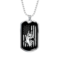 thumbnail image 1 of German Shepherd US Flag Necklace Stainless Steel or 18k Gold Dog Tag 24" Chain, 1 of 8